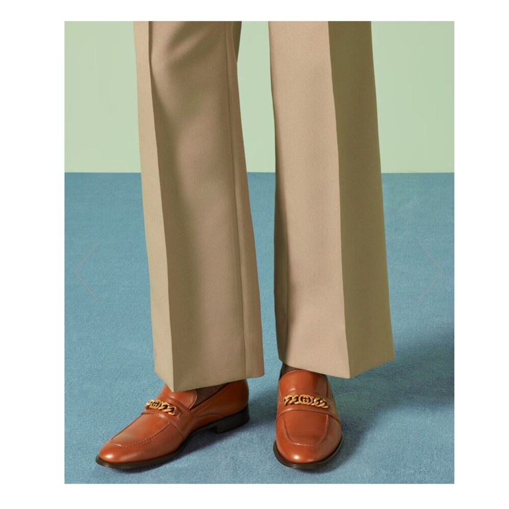 Gucci Chain Interlocking GG 9.5/ US 10 Loafer Brown Italian Leather Shoe NIB